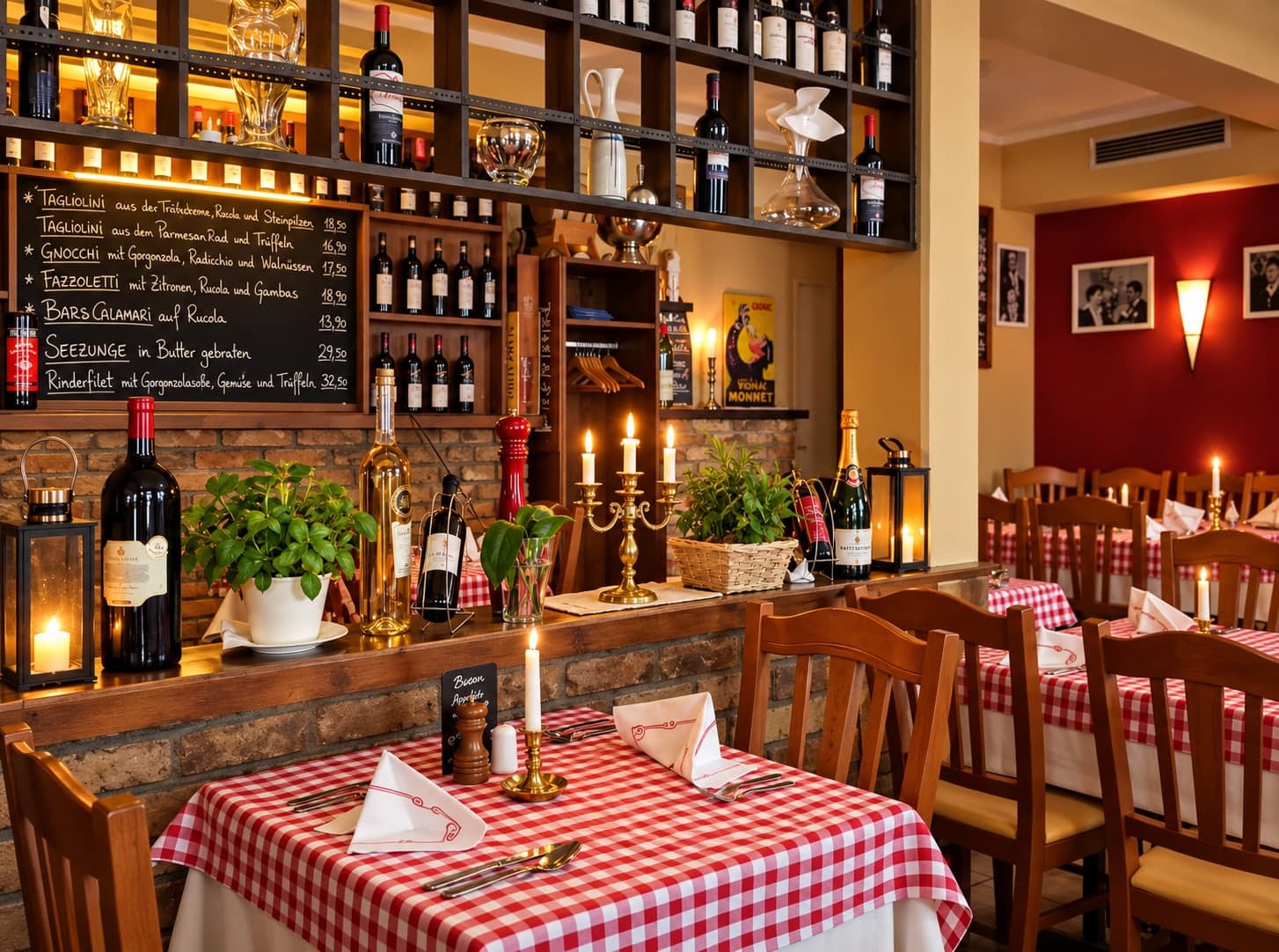 Der Gastraum der Trattoria AL Dente